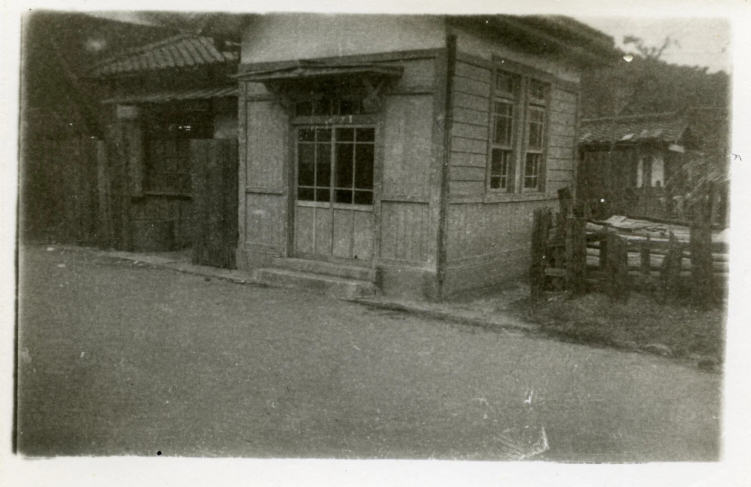Street Scene with Wooden Building, Occupied Japan (Postwar Era)