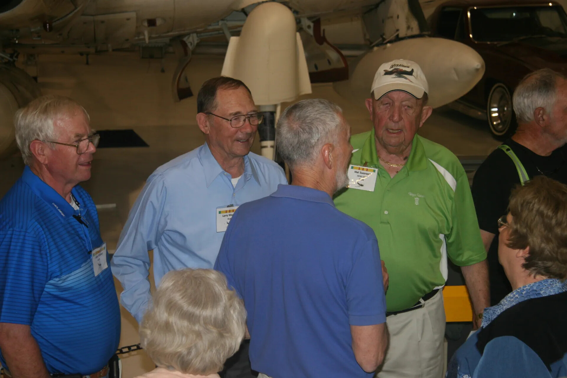 Veterans Reunion Gathering Beneath A-1 Skyraider Wing, Operation Tailwind Reunion, 30 April 2016