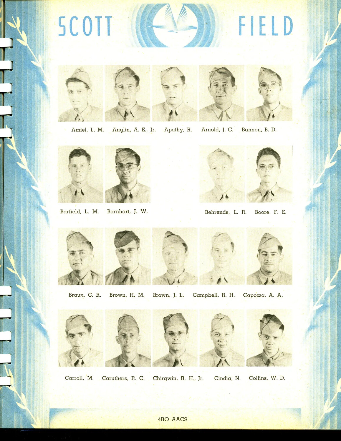 Scott Field Yearbook Page — 4RO AACS Trainee Roster, WWII Army Air Forces