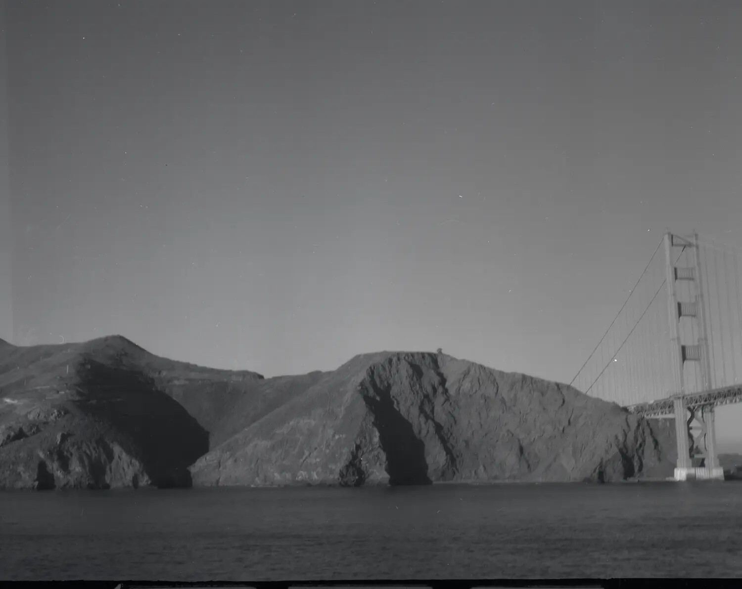 Marin Headlands and North Tower of the Golden Gate Bridge, San Francisco Bay, WWII Era