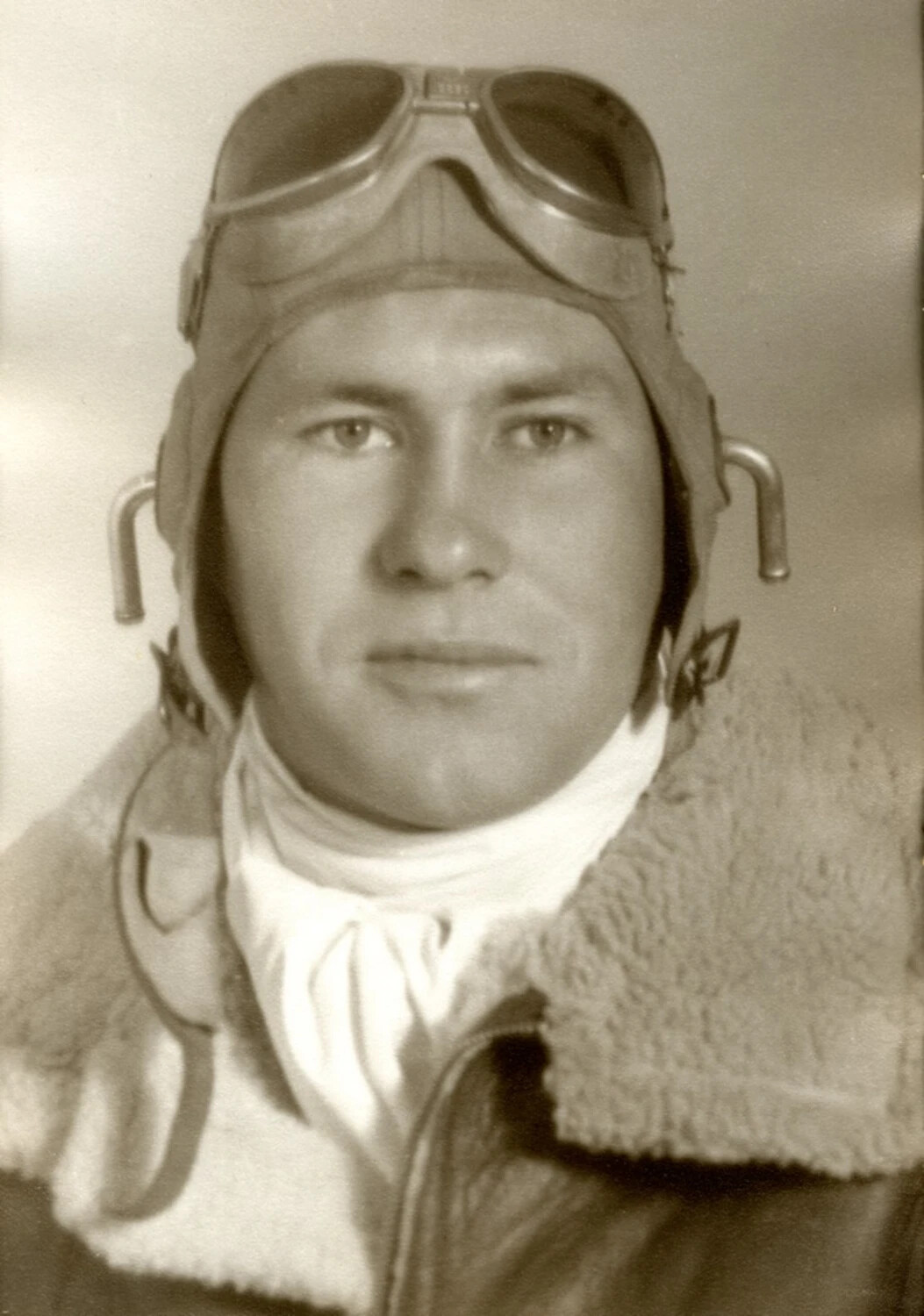 Portrait of a World War II Military Aviator in Flight Gear