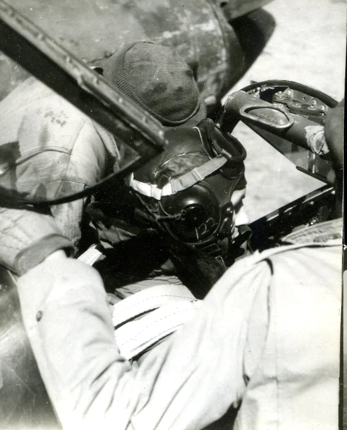 Aerial Gunner at .50-Caliber Machine Gun Position Aboard Bomber Aircraft, CBI Theater, WWII