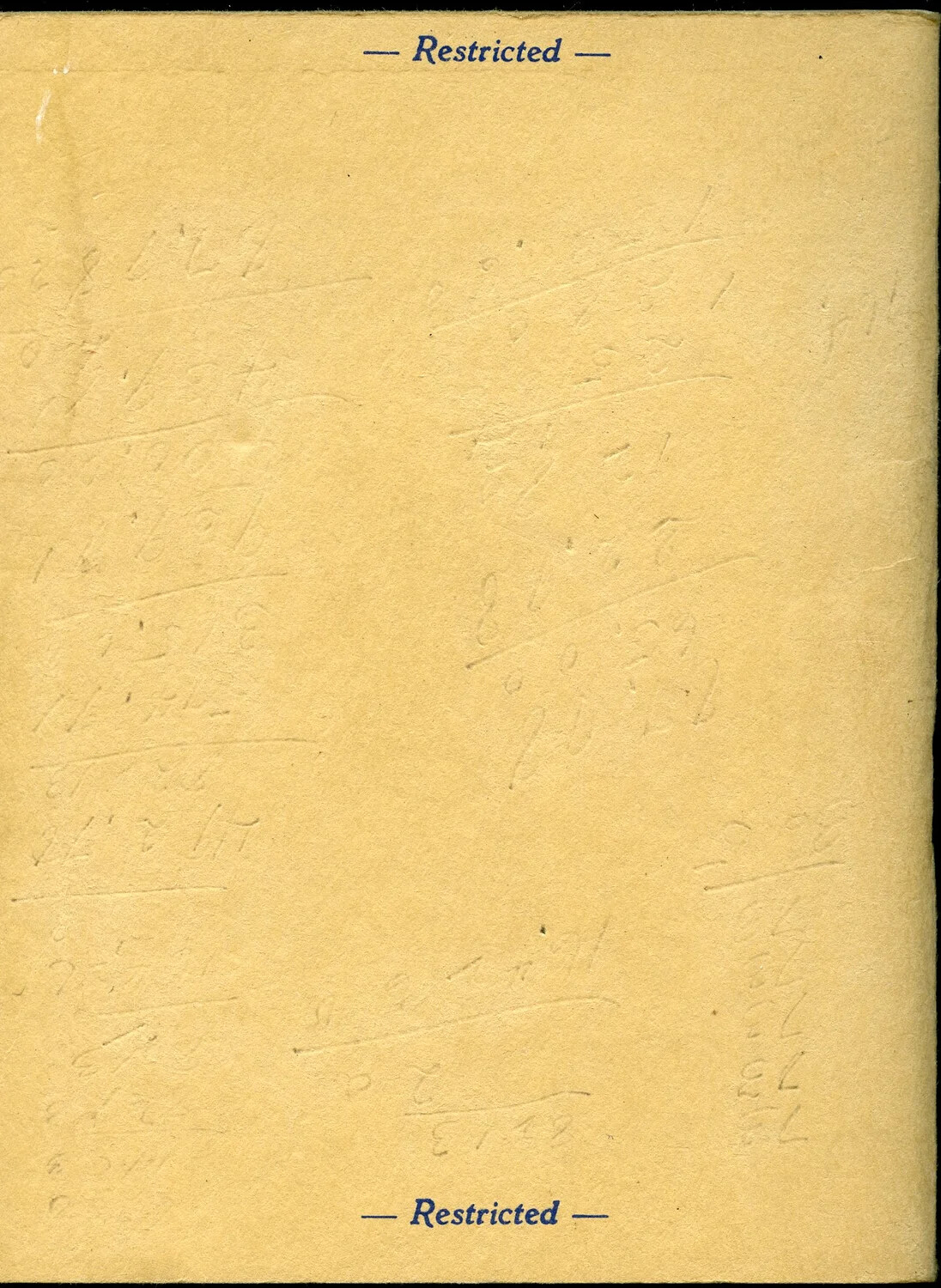 Rear Cover, McClellan Field Personal Guide Booklet — 'Restricted' Classification Marking, WWII Era