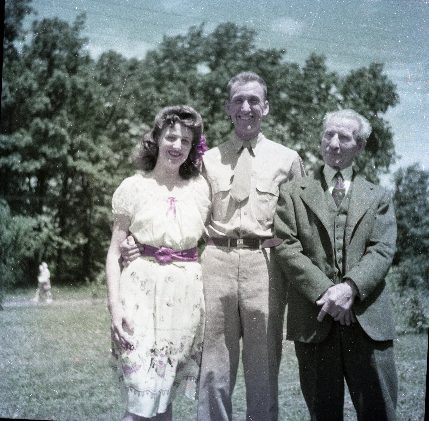 Family Group Portrait with Serviceman on Home Leave, WWII Era
