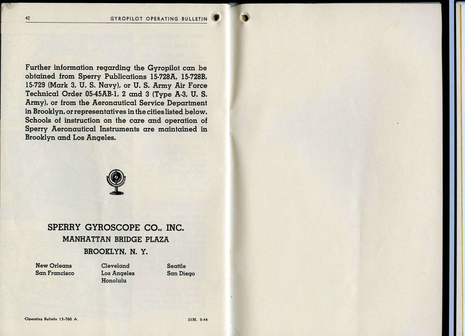 Sperry Gyropilot Operating Bulletin, Page 42, Sperry Gyroscope Co. (1944)