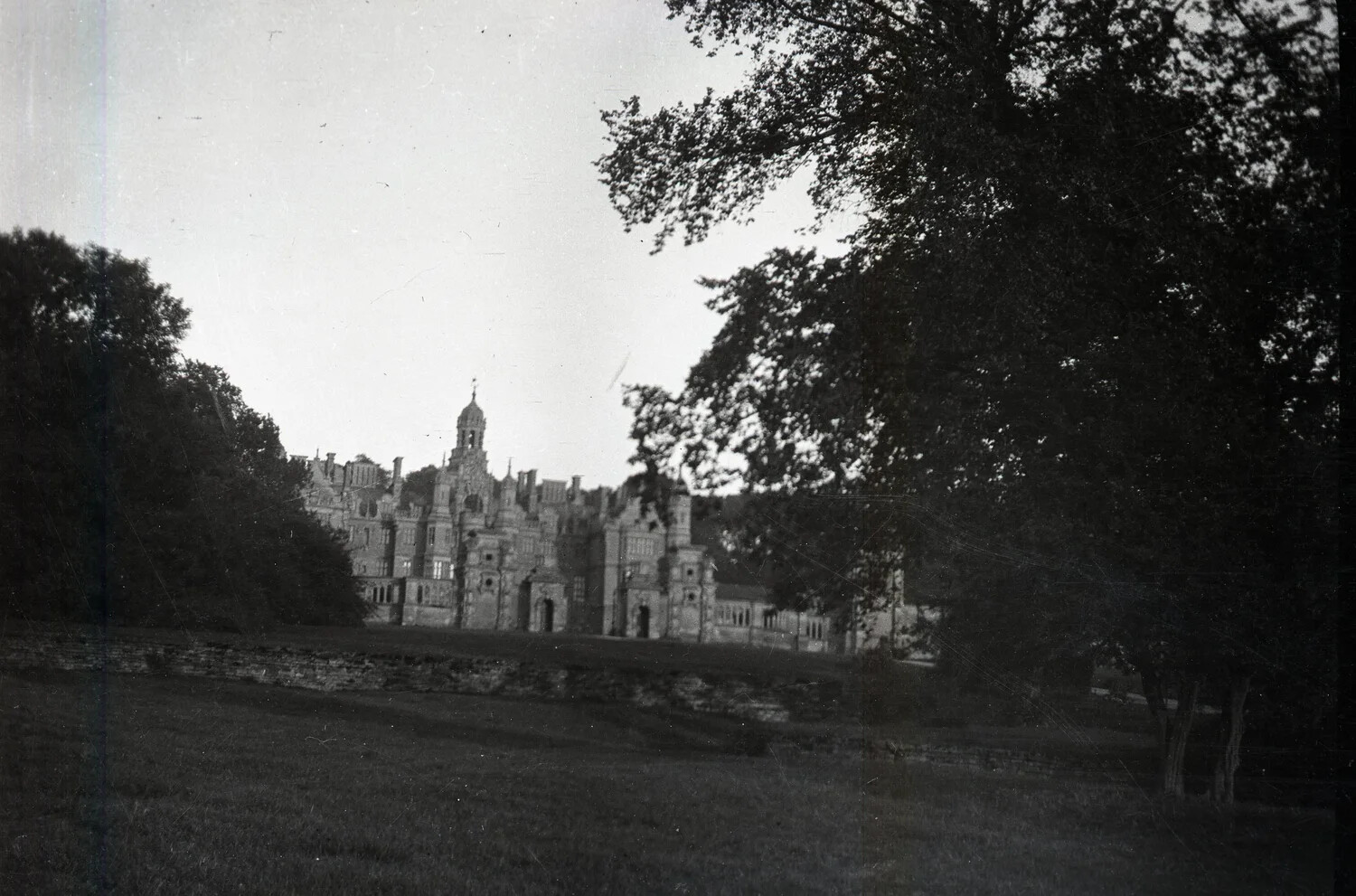 Harlaxton Manor, Grantham, Lincolnshire, England — Distant Exterior View from Parkland