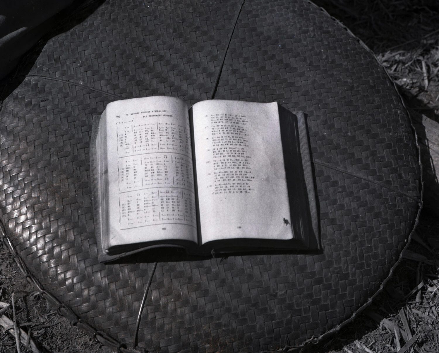 Open Chinese Baptist Hymnal Photographed on Woven Mat, China-Burma Theater