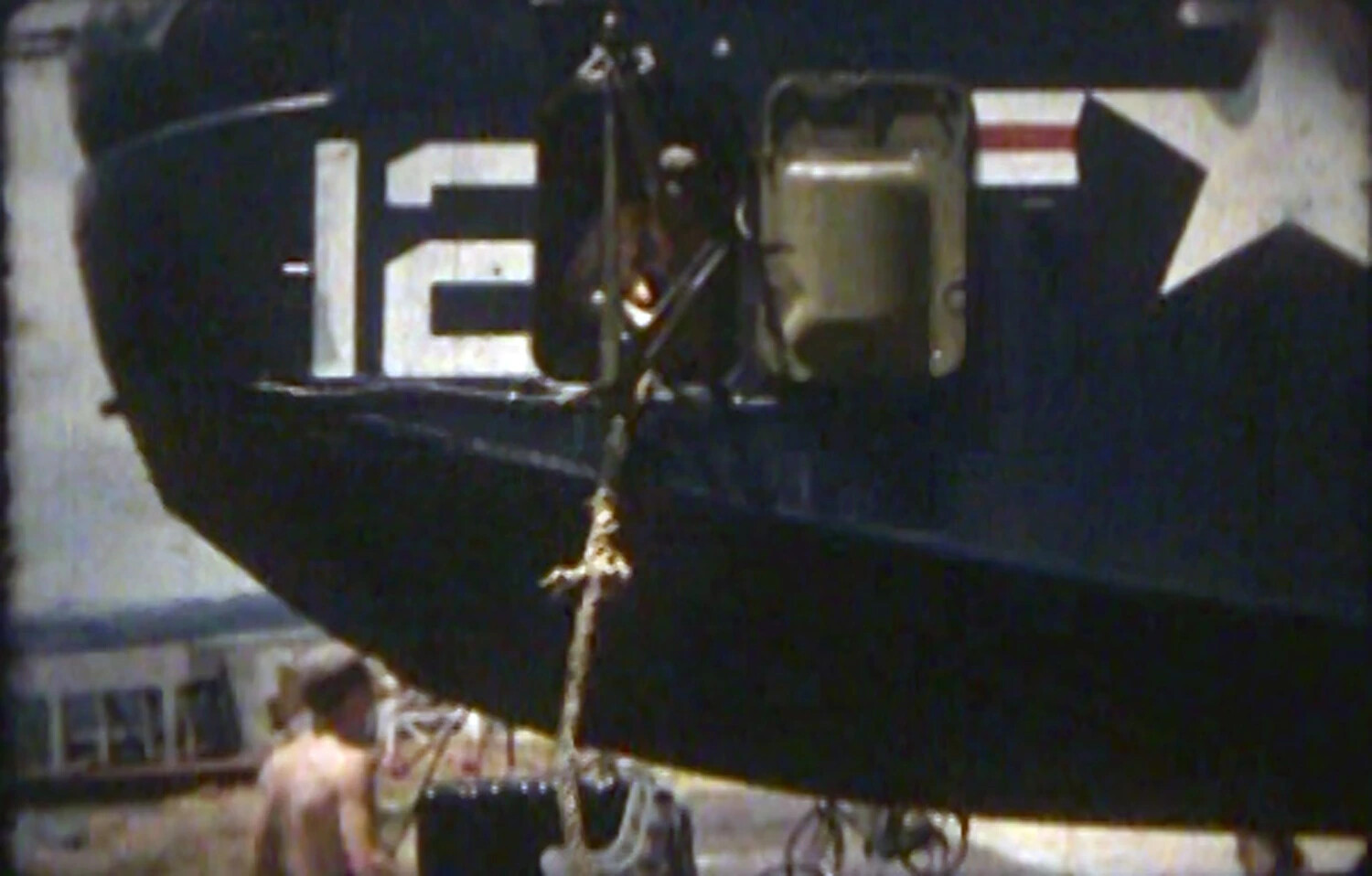 U.S. Navy Patrol Flying Boat Bow with Sailor Securing Mooring Line, NAS Kaneohe