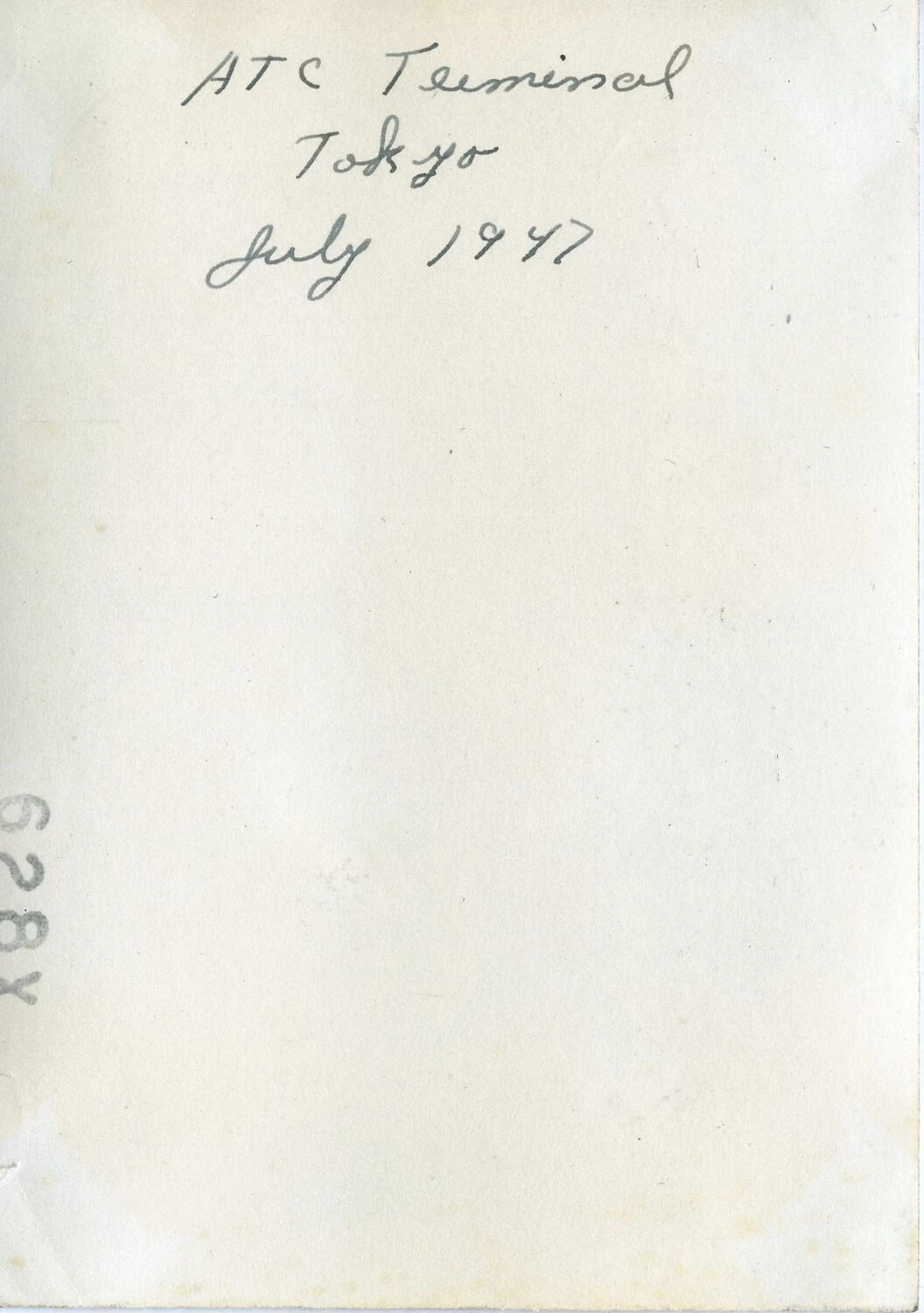 Photograph Verso with Handwritten Caption: "ATC Terminal, Tokyo, July 1947"