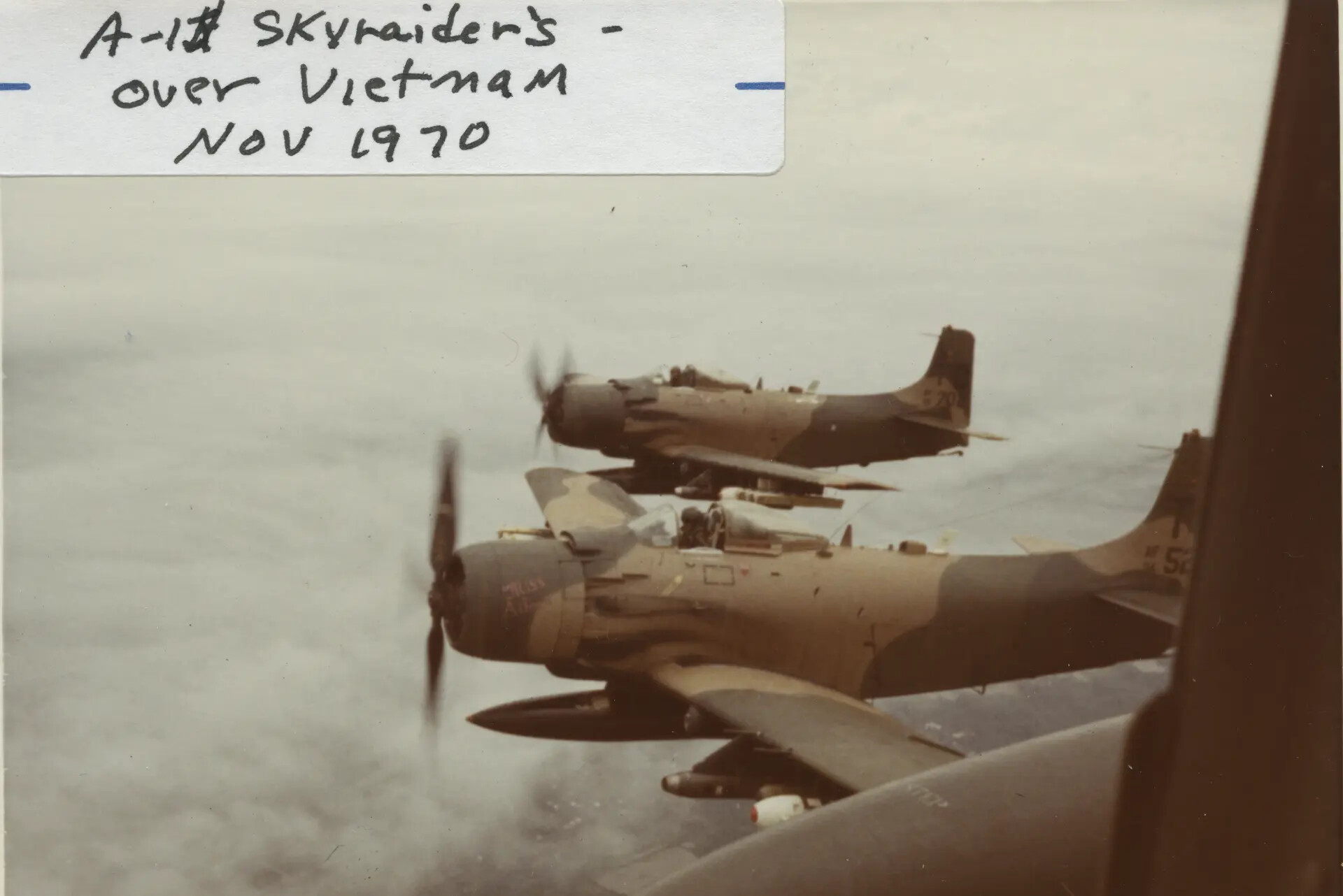 A-1 Skyraiders in Formation Over Vietnam, November 1970 (Gary Hawes Collection)