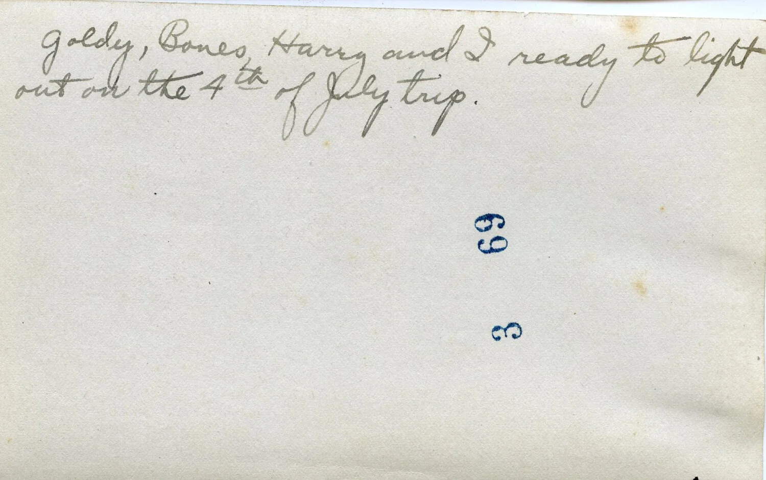 Verso Inscription: 'Goldy, Bones, Harry and I Ready to Light Out on the 4th of July Trip' — Willis W. Wagener Photo Collection, 1921