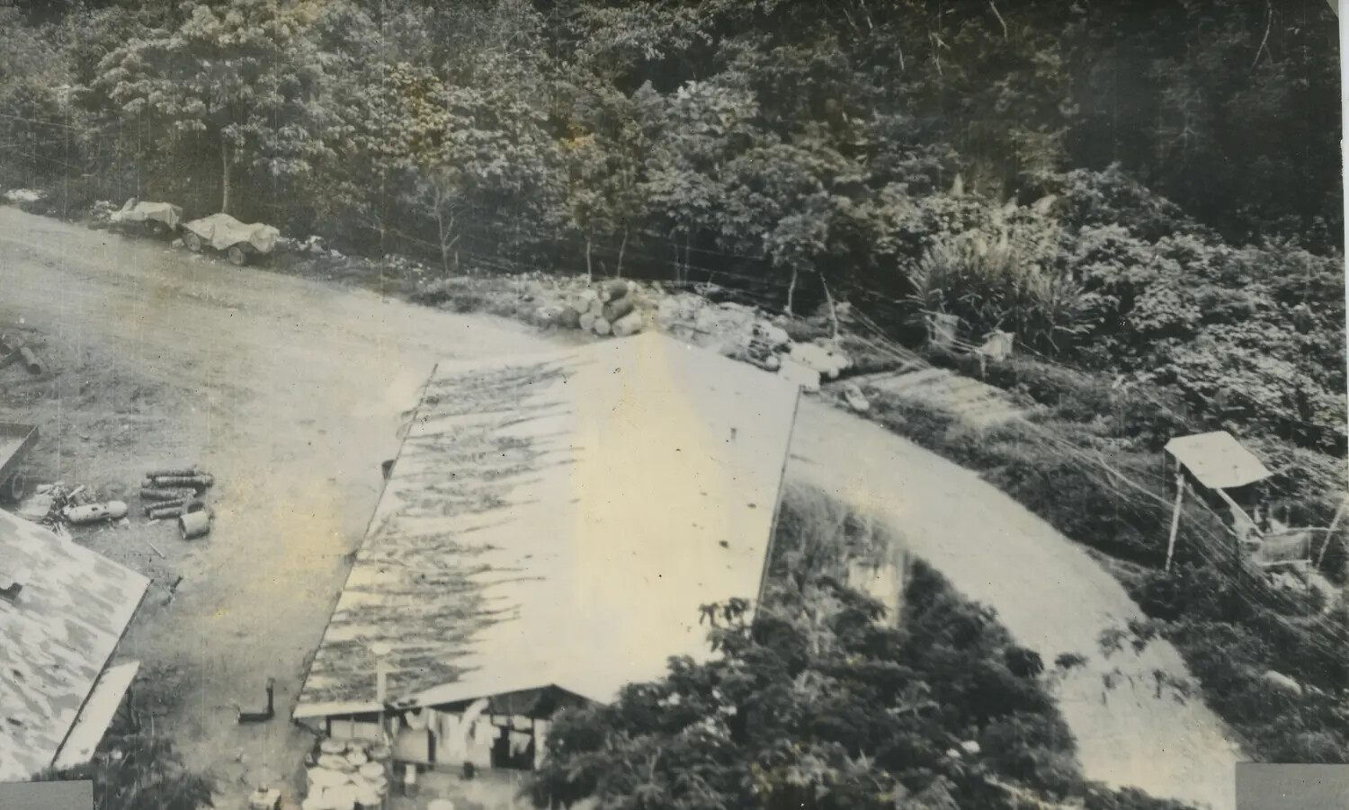 Elevated View of Camp Building and Support Area, 312th Bombardment Group, World War II Era