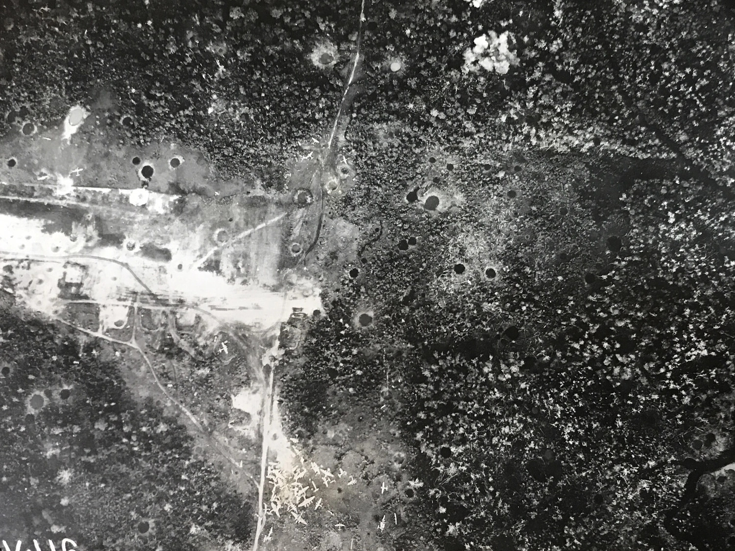 Vertical Aerial View of Wewak Airfield Under Attack, New Guinea