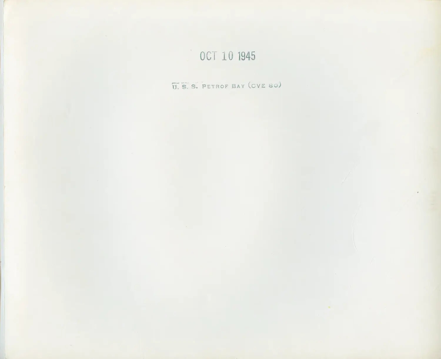 Typed Caption Page, "U.S.S. Petrof Bay (CVE 80)," Dated October 10, 1945