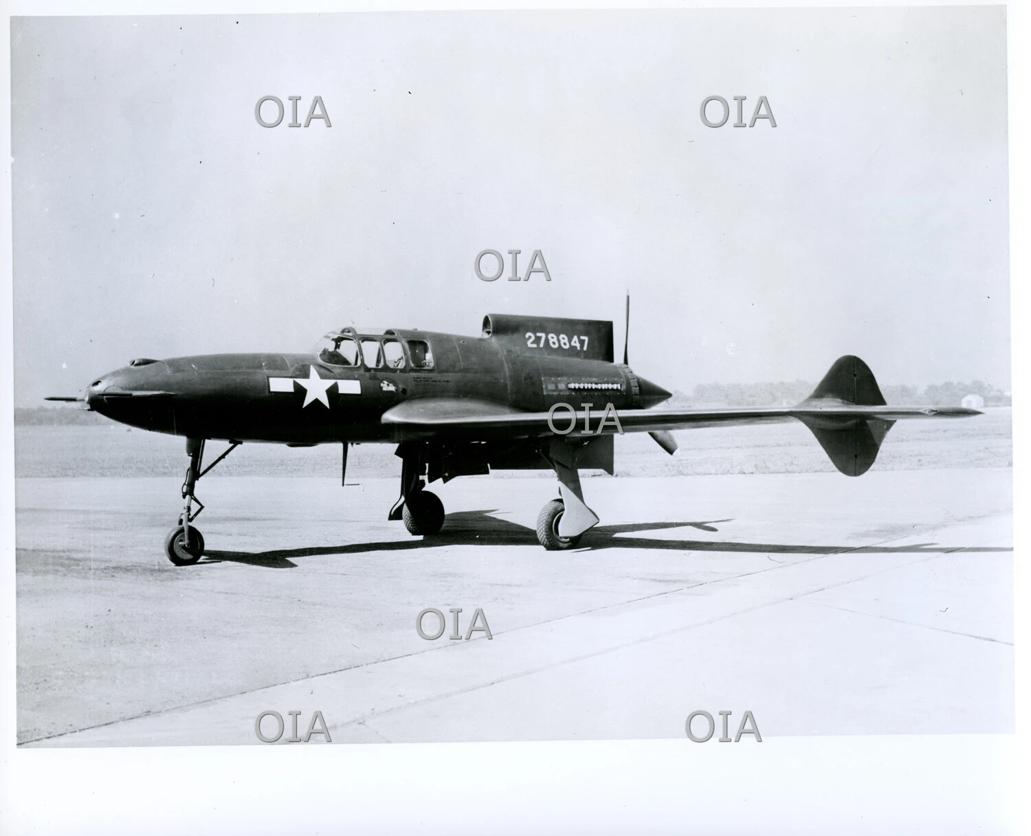 Curtiss-Wright XP-55 Ascender Experimental Canard Pusher Fighter, Ground Profile View