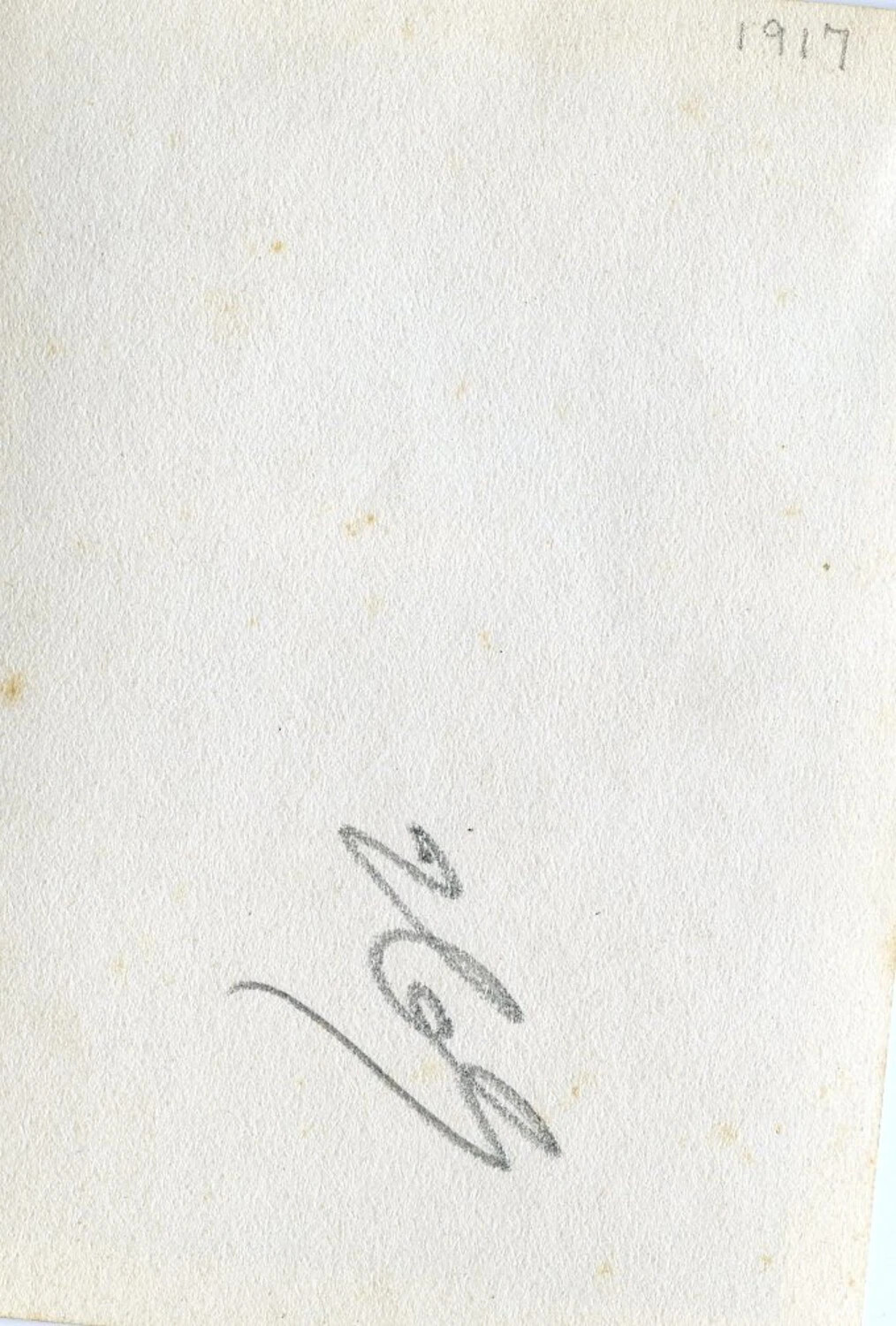 Reverse of Photographic Print with Pencil Date "1917" and Signature, Willis W. Wagener Photo Collection