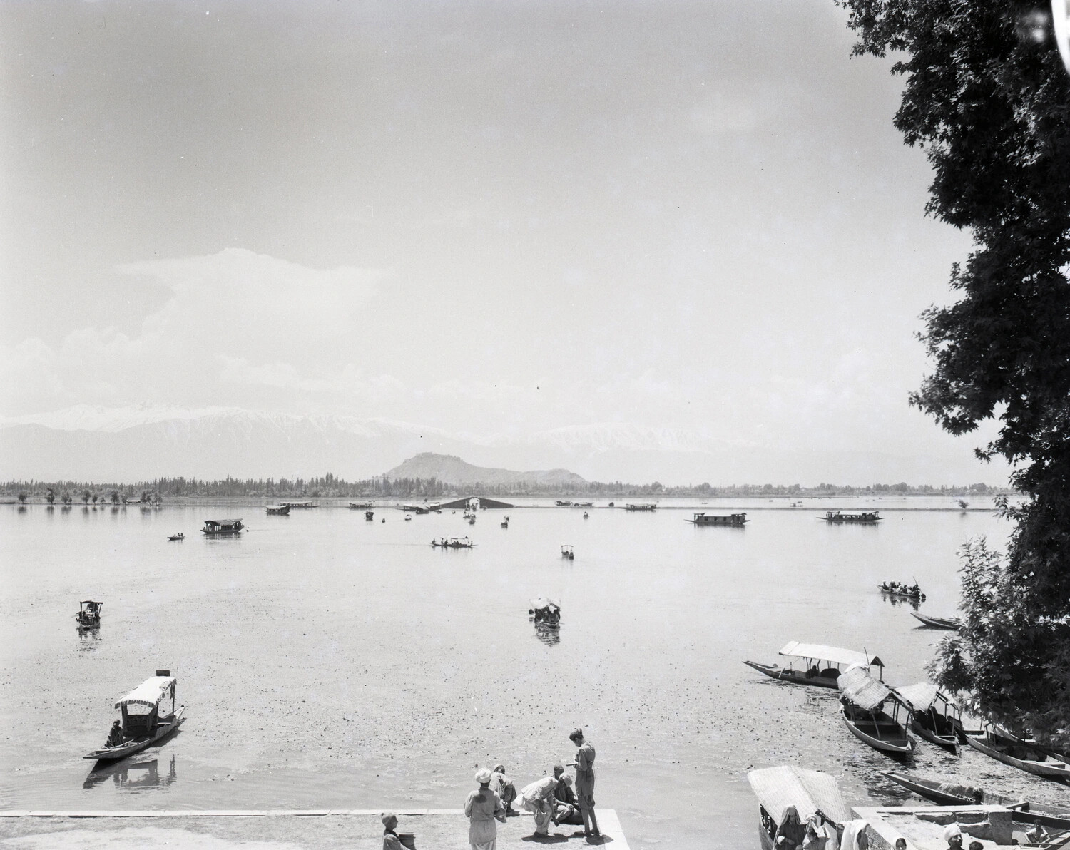 Panoramic Lake View with Shikara Boats, Kashmir, WWII CBI Theater Scenic Collection