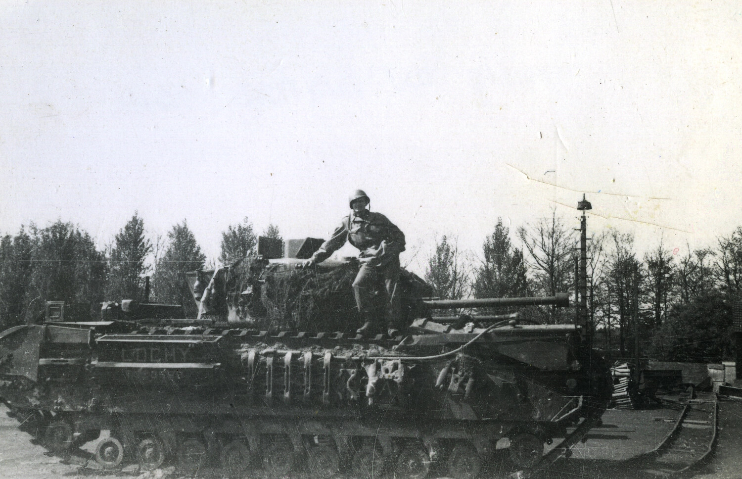 British Churchill Tank with Tank Rider, Operation Market Garden Corridor, Netherlands, 1944