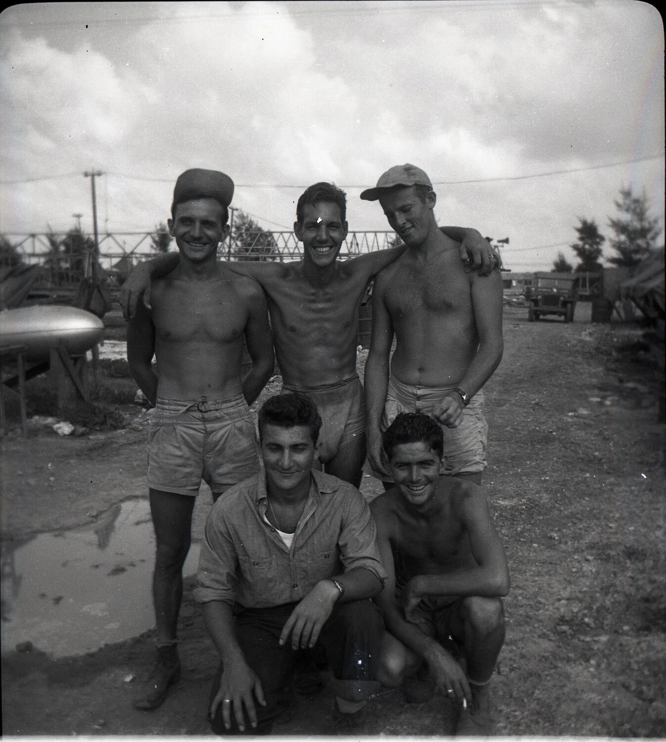 Group Portrait of American Servicemen at Ie Shima Airfield, WWII Pacific Theater