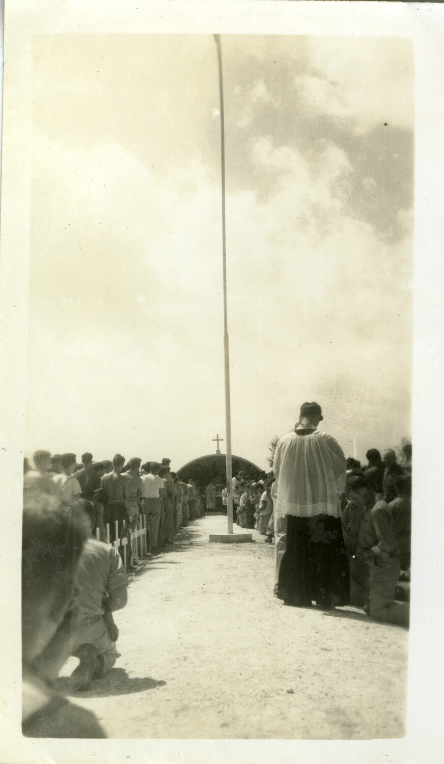 Military Memorial Service at Cemetery Chapel — Okinawa, 1945