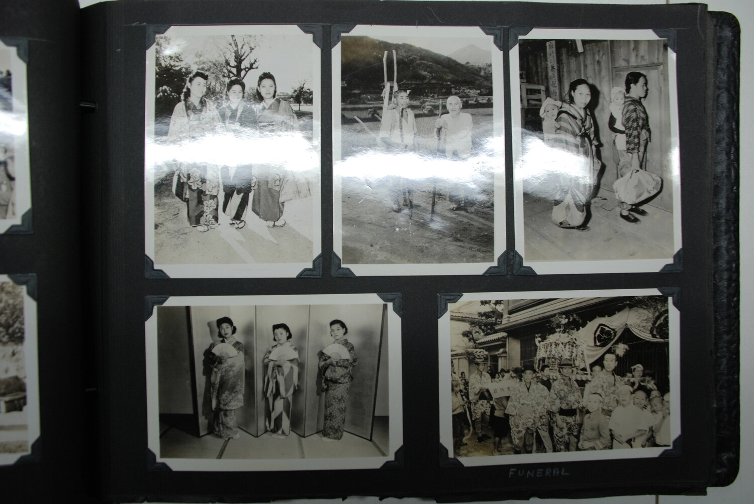 Photo Album Page: Japanese Civilian Life and Funeral Procession, Occupied Japan