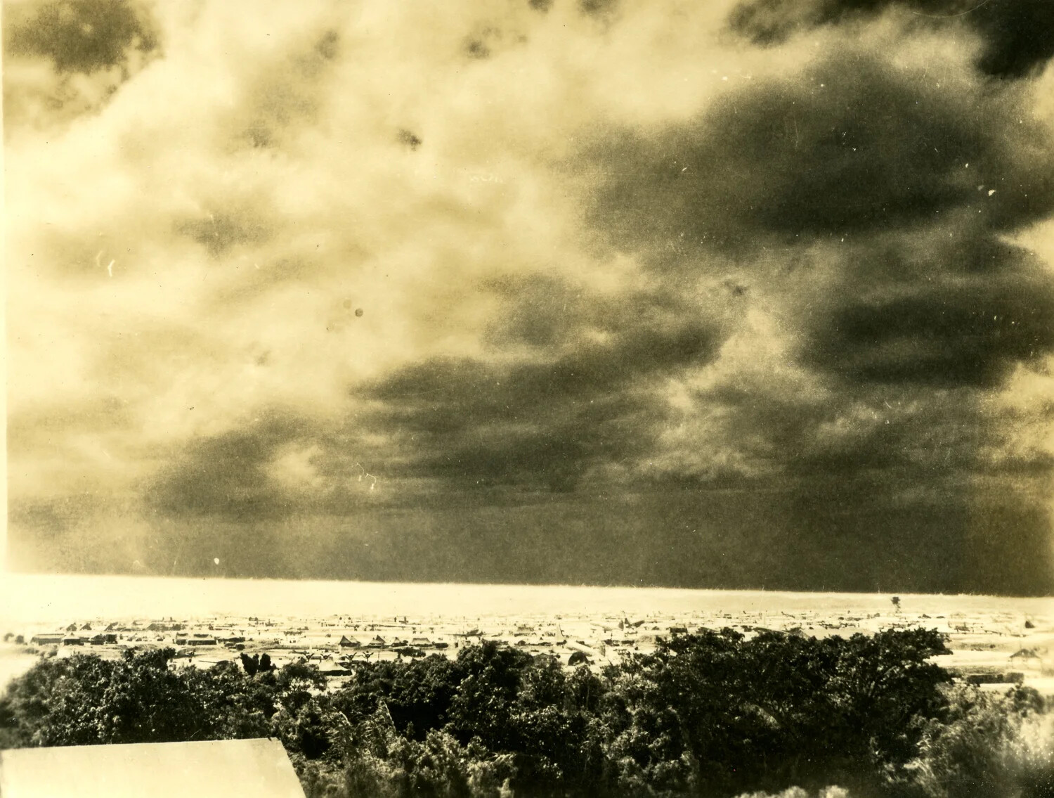 Panoramic View of Airfield Encampment and Storm Clouds, Ie Shima, 345th Bombardment Group