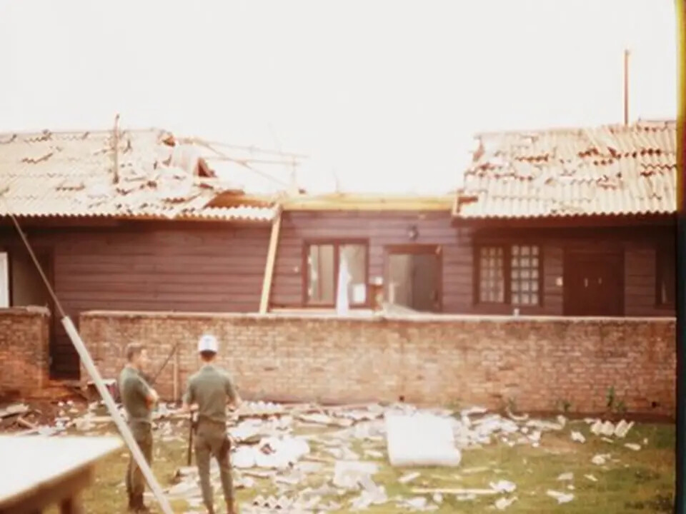 Storm-Damaged Barracks Roofing at Vietnam Air Base