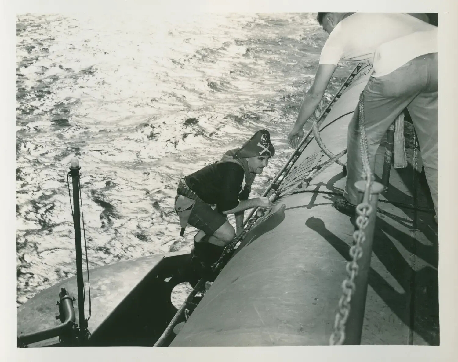 Sailor in Pirate Costume During Equator-Crossing Ceremony Aboard USS Petrof Bay (CVE-80)