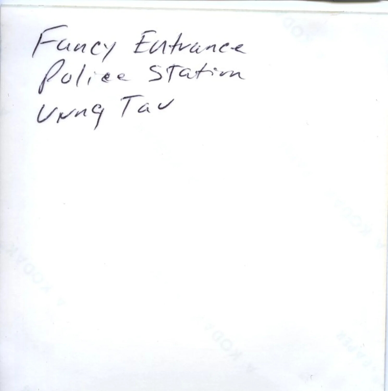Handwritten Caption Card, 'Fancy Entrance, Police Station, Vung Tau' — Vietnam Album, 1971