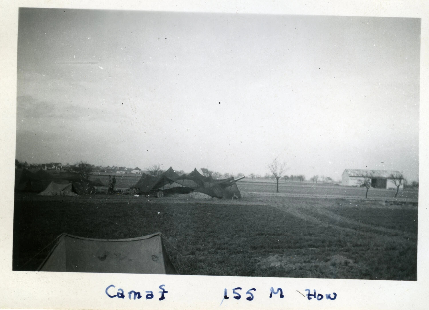 155mm Howitzer Battery in Bivouac, Western Europe - Norman Baget WWII Photo Album