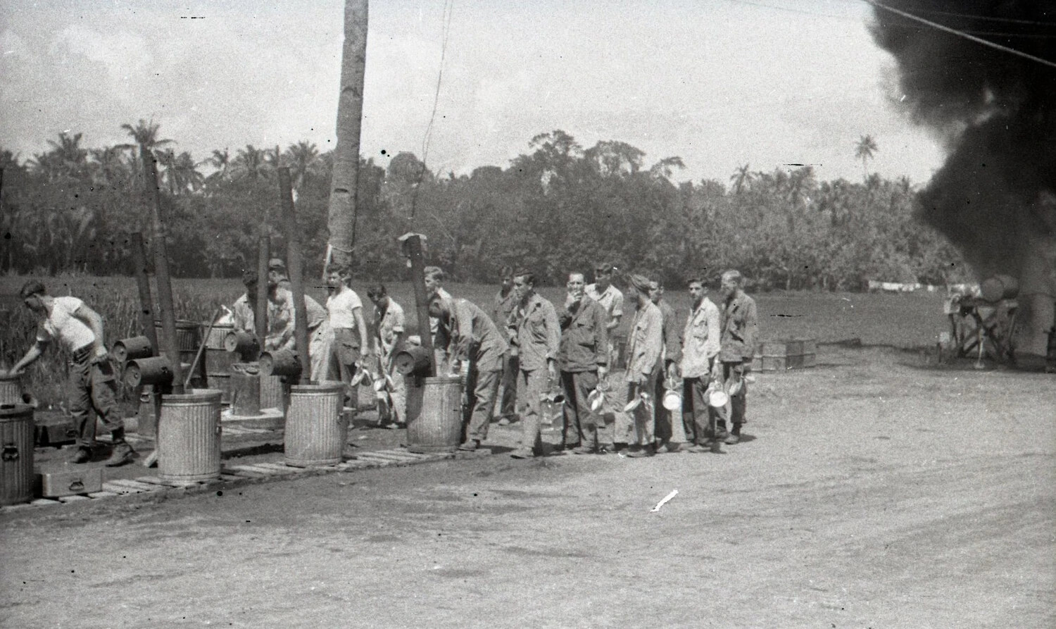 GIs at Mess Kit Washing Station, Luzon, Philippines, WWII