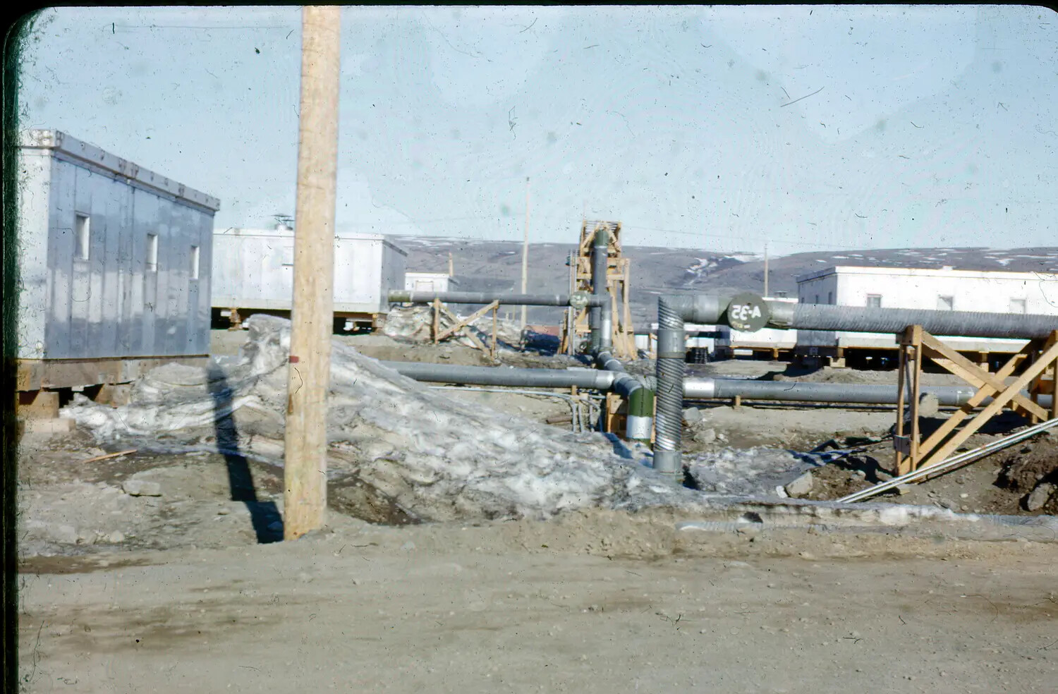 Utility Pipeline and Elevated Barracks Construction, Thule Air Base, Greenland, c. 1950-1955