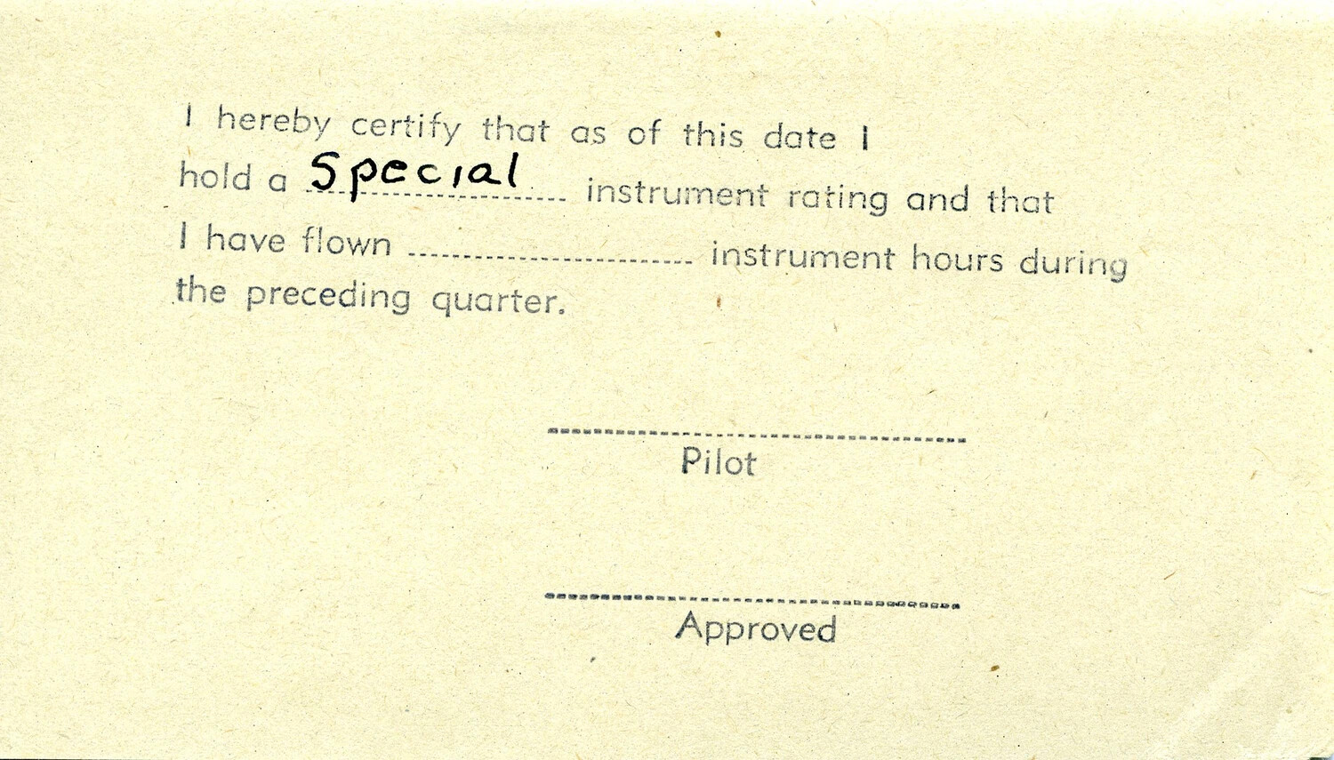 Instrument Rating Certification Page, Lt. Bancroft Korean War Flight Logbook