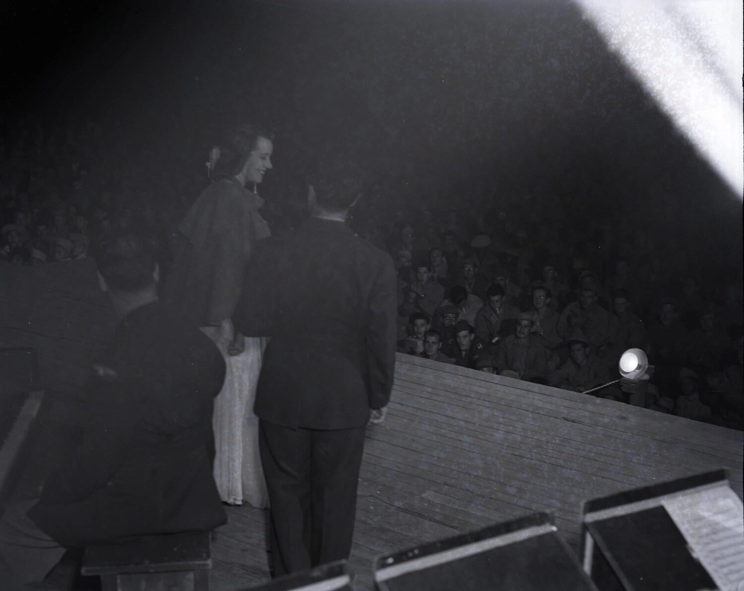 Nighttime Outdoor Stage Performance for Troops, Myitkyina, Burma, WWII CBI Theater