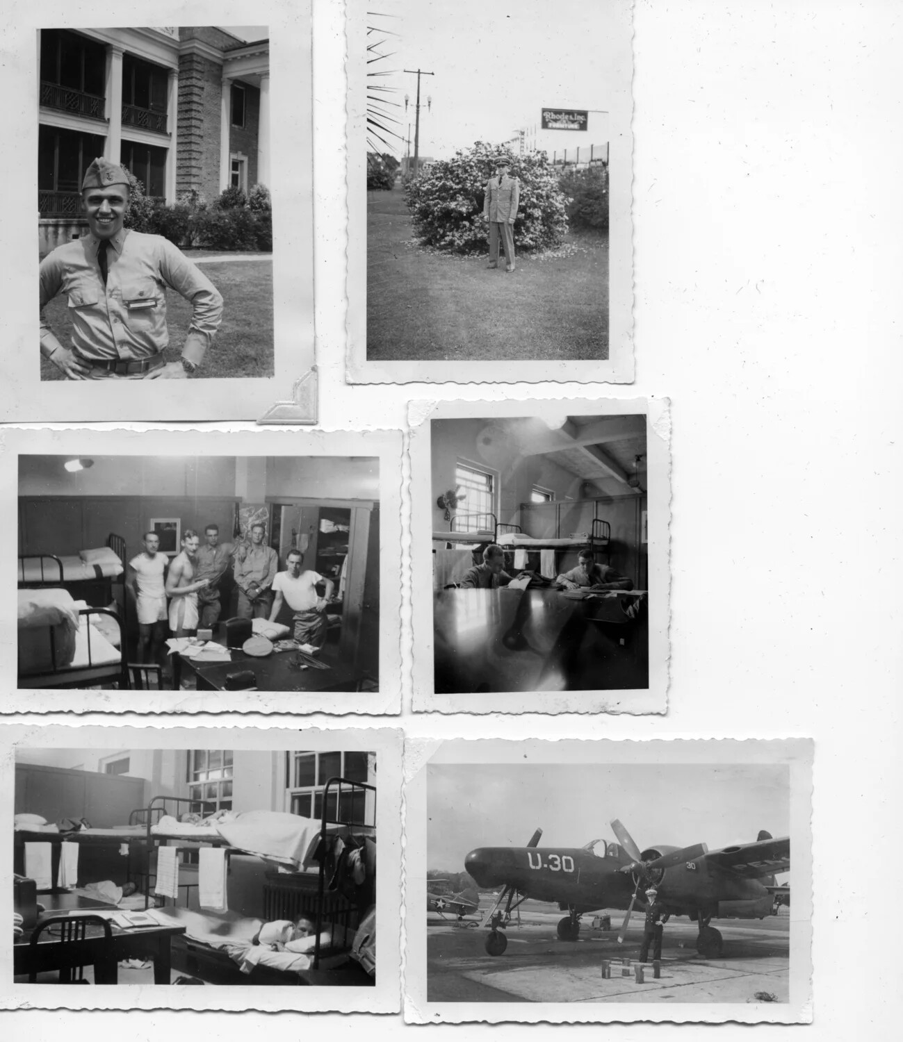 Album Page: Officer Training, Barracks Life, and Douglas Invader Aircraft, Korean War Era (Bancroft Collection)