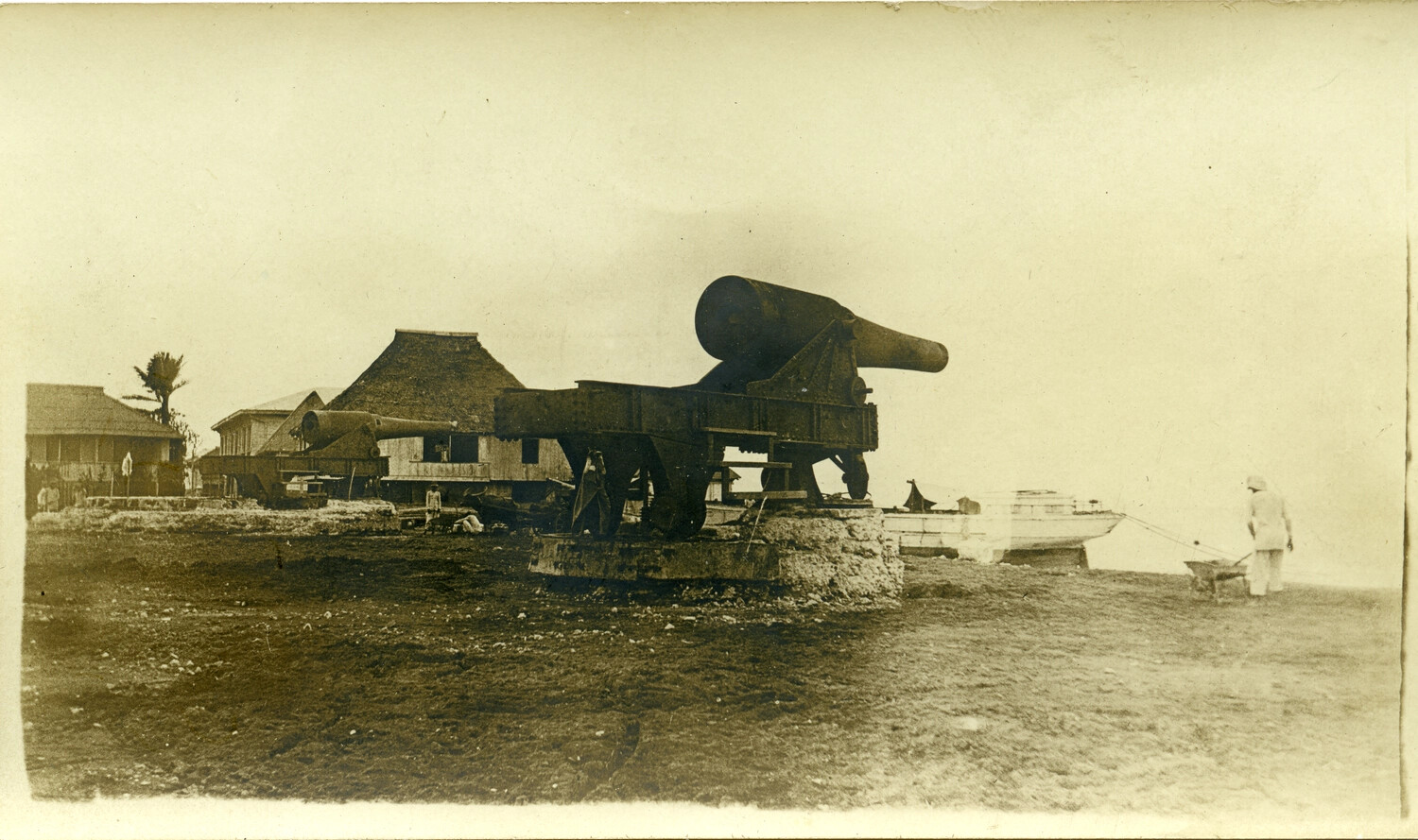Abandoned Spanish Coastal Defense Guns, Philippine Coastal Town, Early 1900s