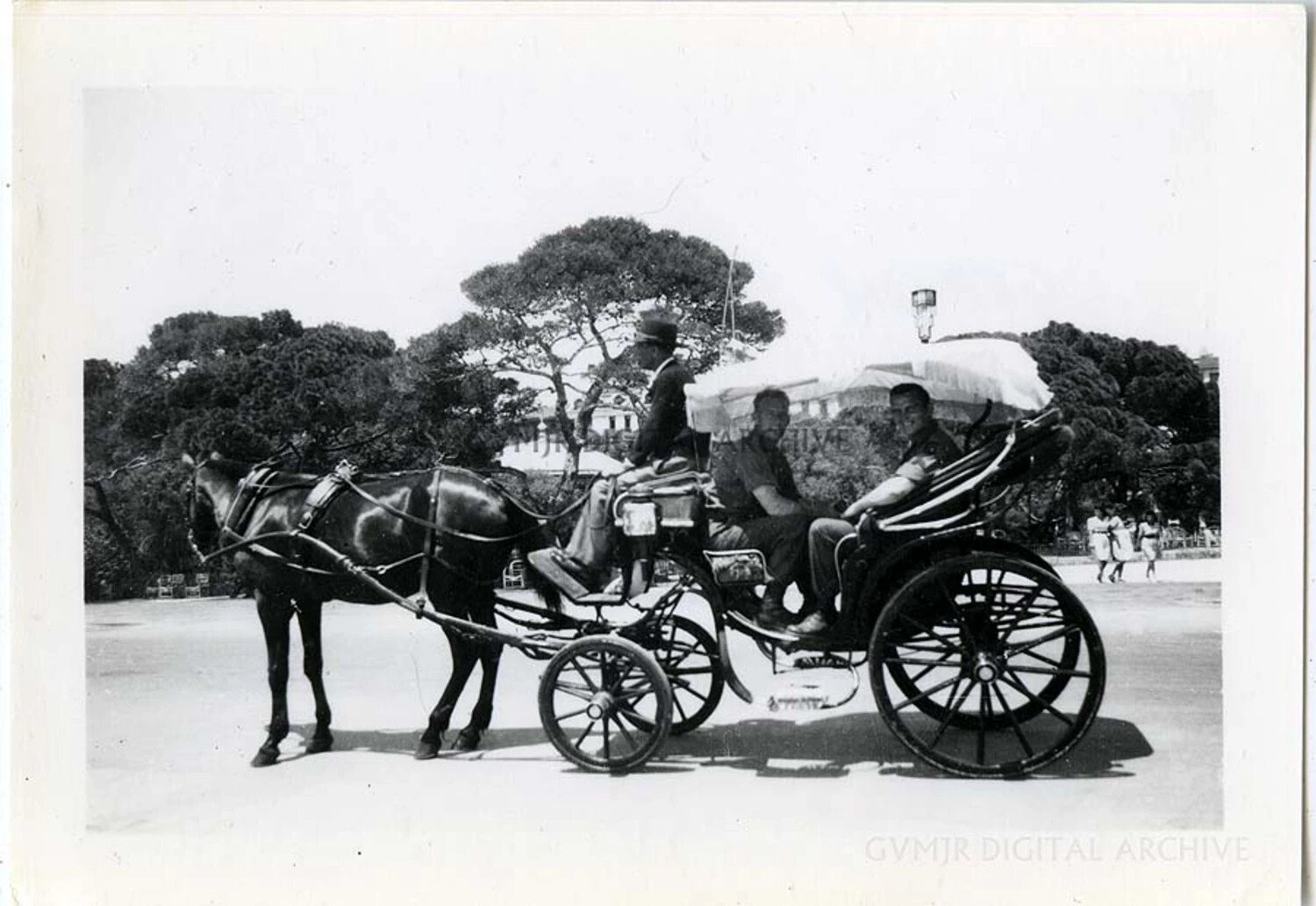 American Soldiers on a Horse-Drawn Carriage Ride, French Riviera Rest Leave