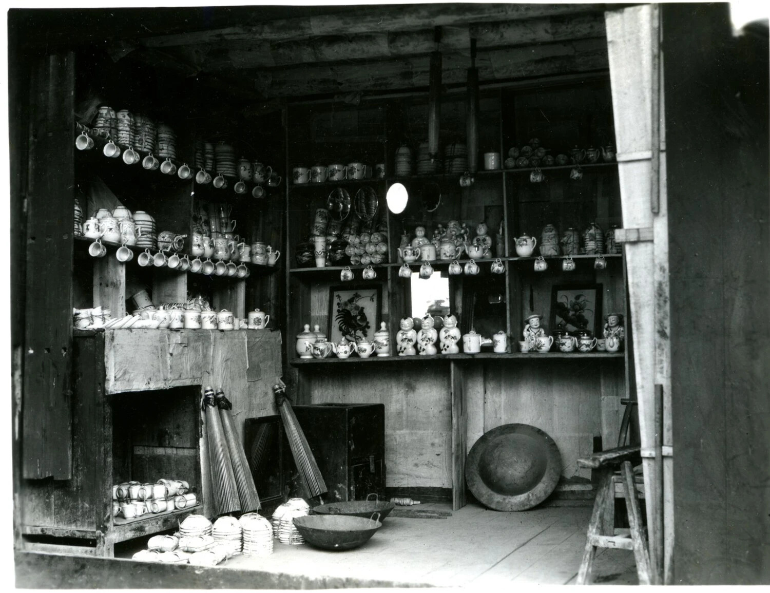 Interior of a Local Pottery and General Store, China-Burma-India Theater, World War II Era