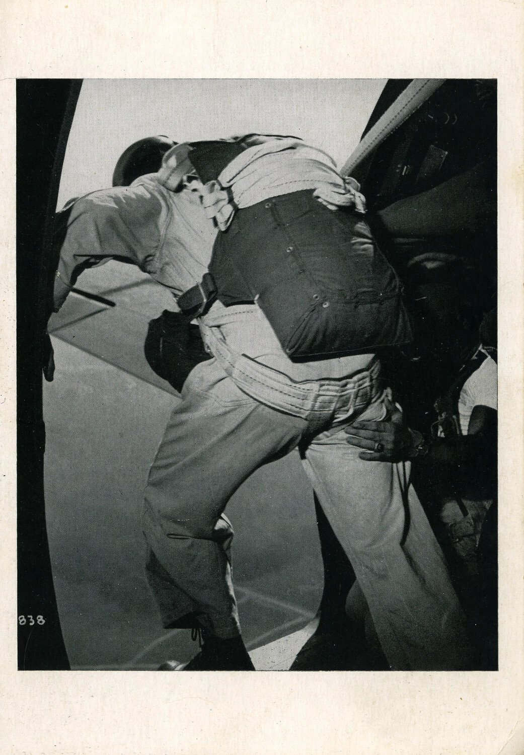 Paratrooper Exiting Aircraft Door Mid-Jump, Illustrative Print (Possibly 101st Airborne Division)