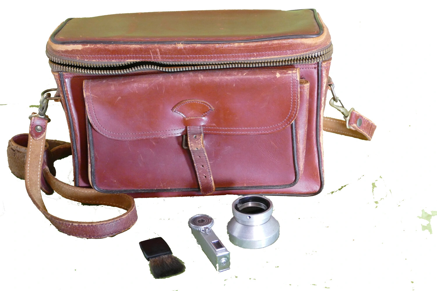 Vintage Leather Camera Case with Photographic Accessories -- Lt. Bancroft Korean War Collection