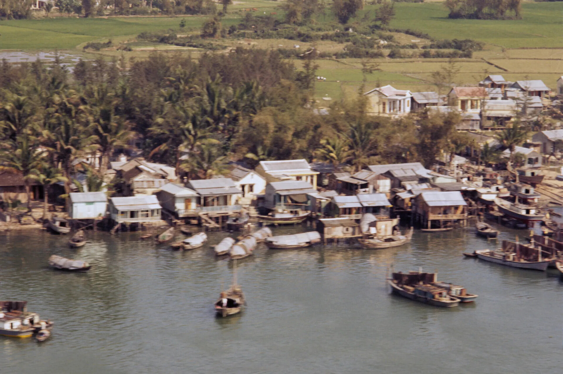 Aerial View of Vietnamese Fishing Village and Rice Paddies — Don Engebretsen Slide Collection