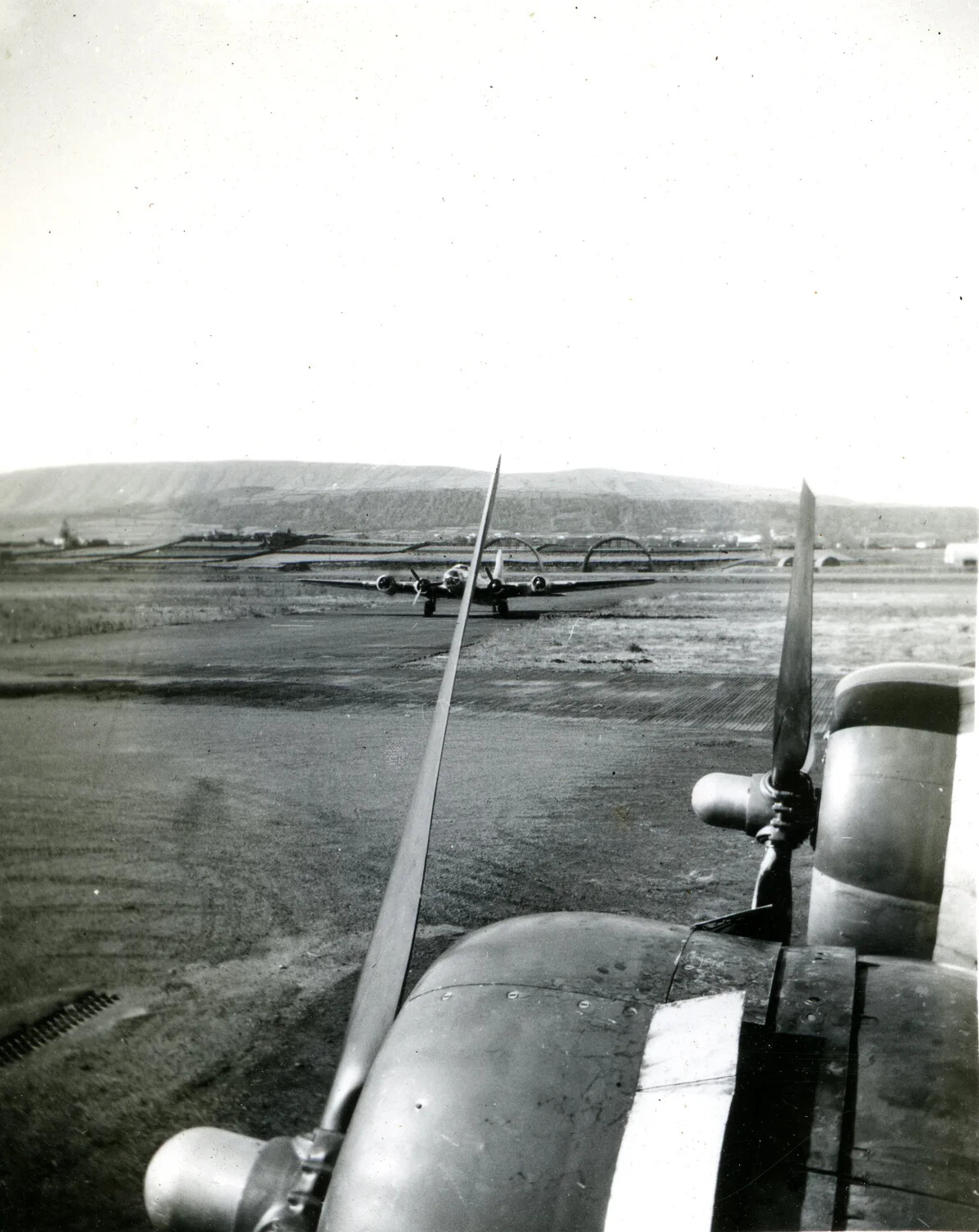 Twin-Engine Transport Aircraft on Airfield Apron, European Theater, 1946