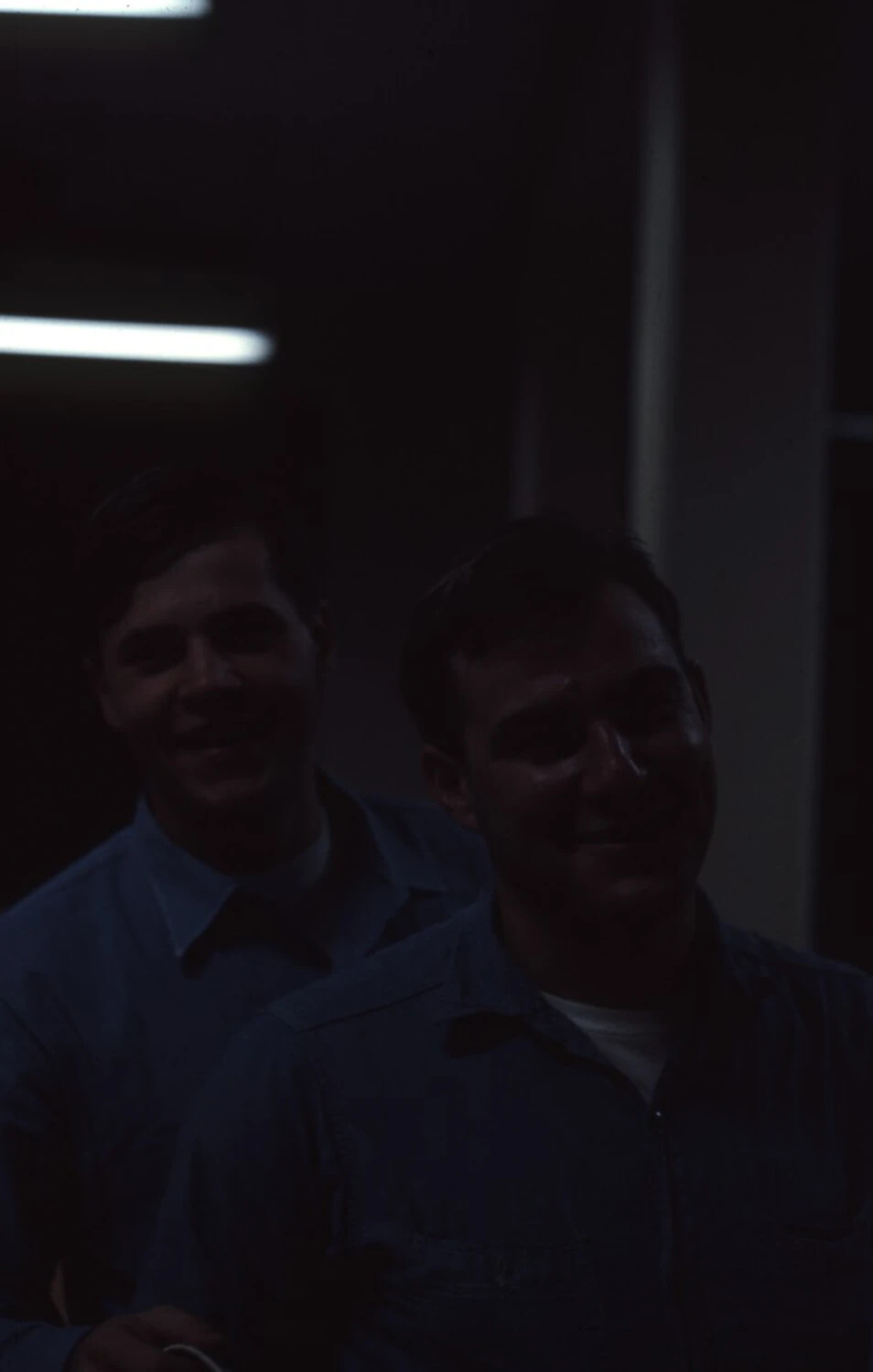 Two Sailors in Dungaree Work Uniforms Aboard USS Ticonderoga, Vietnam War Era