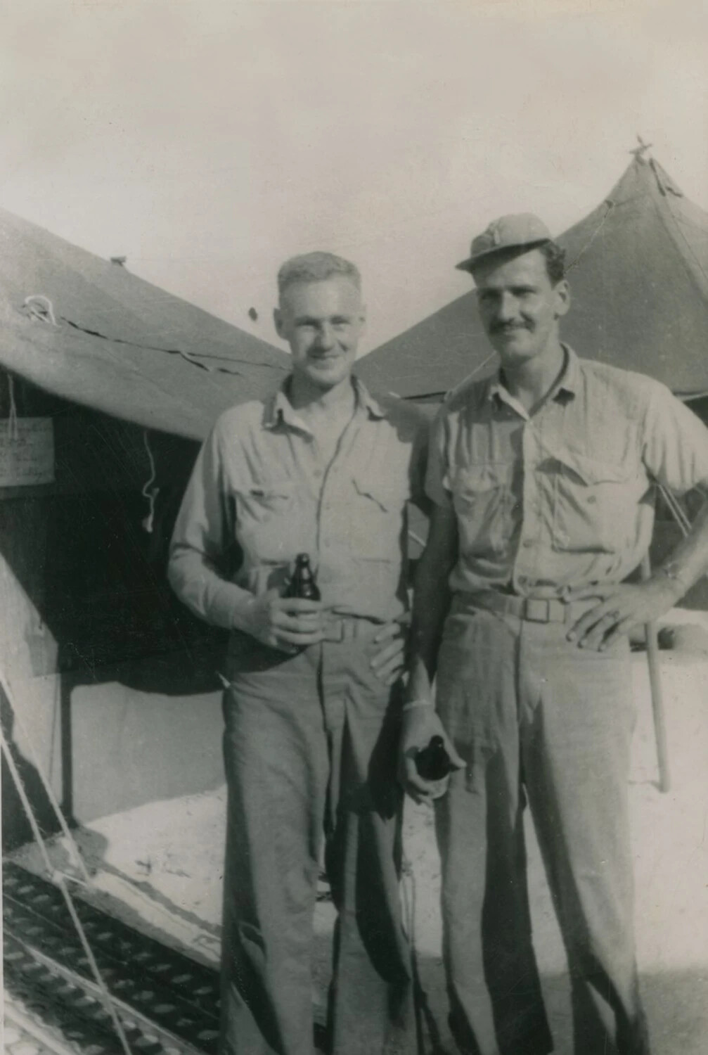 Two Servicemen at Field Encampment, McAleer WWII Navy Collection