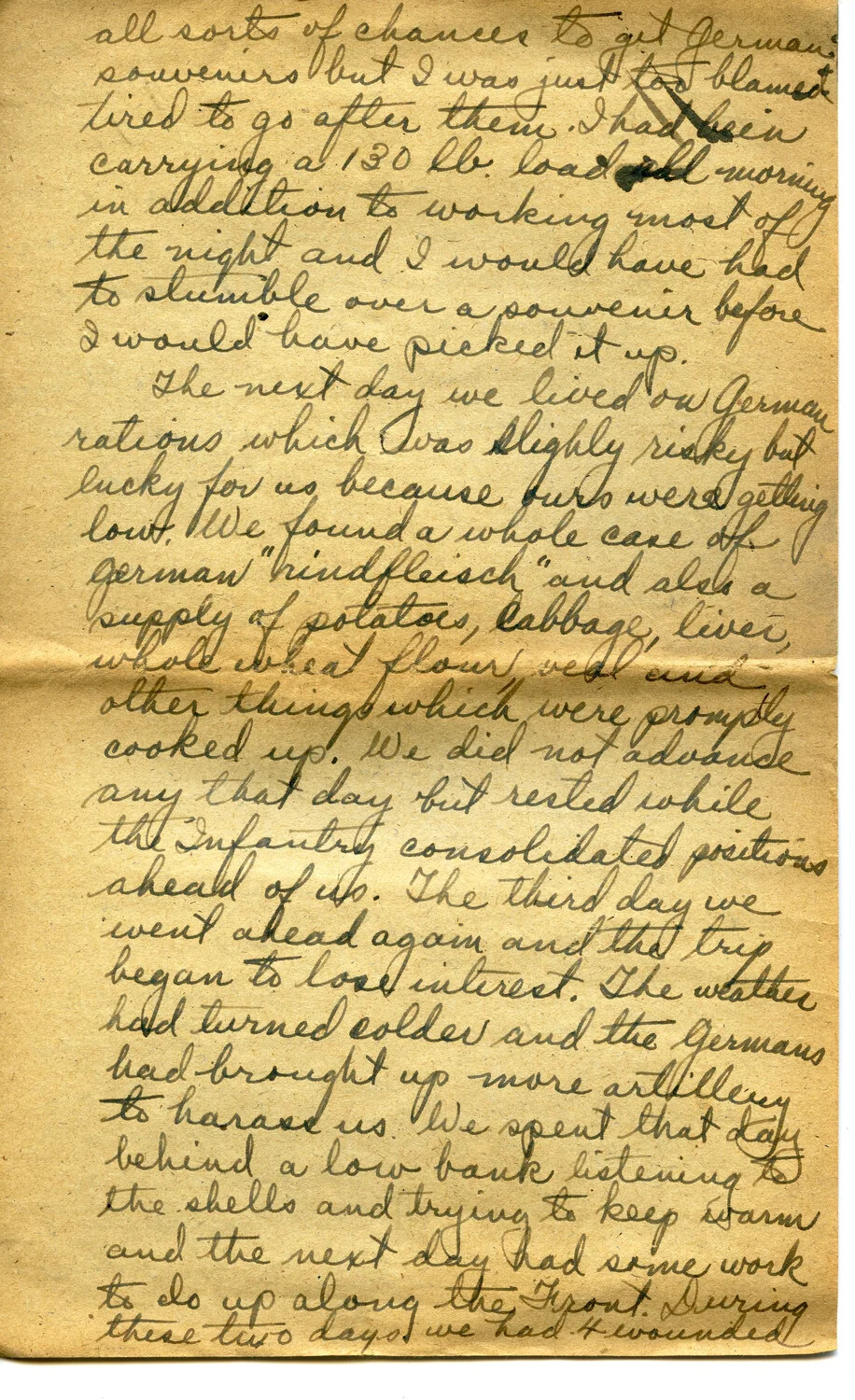 Handwritten WWI Letter, Page from Pvt. Willis W. Wagener to His Son - Letter 20
