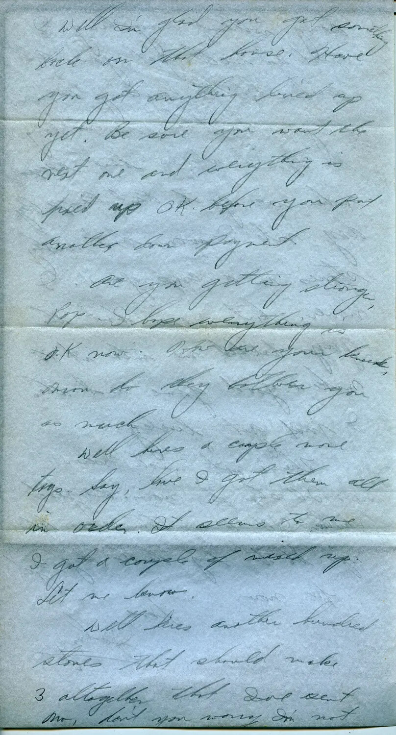 Handwritten Letter Page, WWII-Era Personal Correspondence (Margaroli Collection), circa 1944