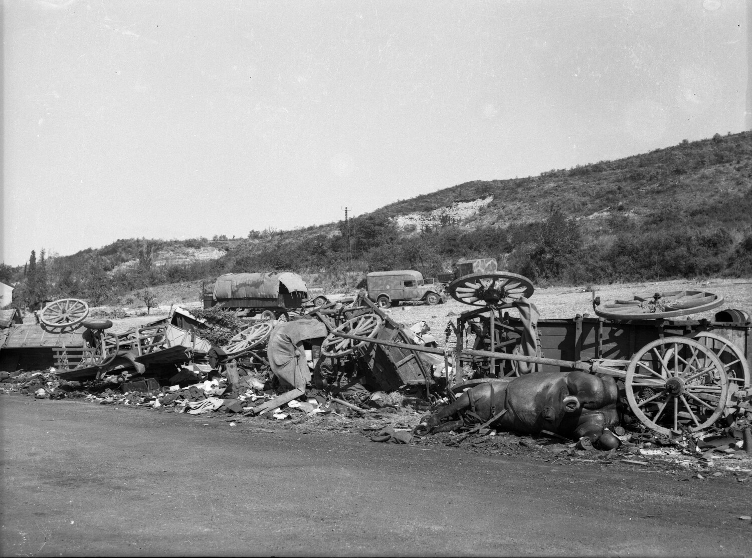 Destroyed German Horse-Drawn Transport Column, World War II Germany