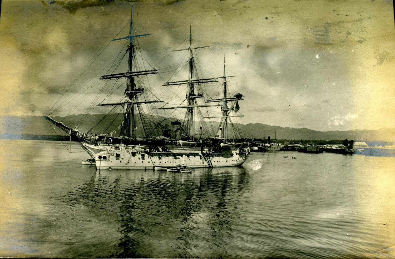 German Training Ship "Moltke" at Anchor, Kingston Harbor, Jamaica