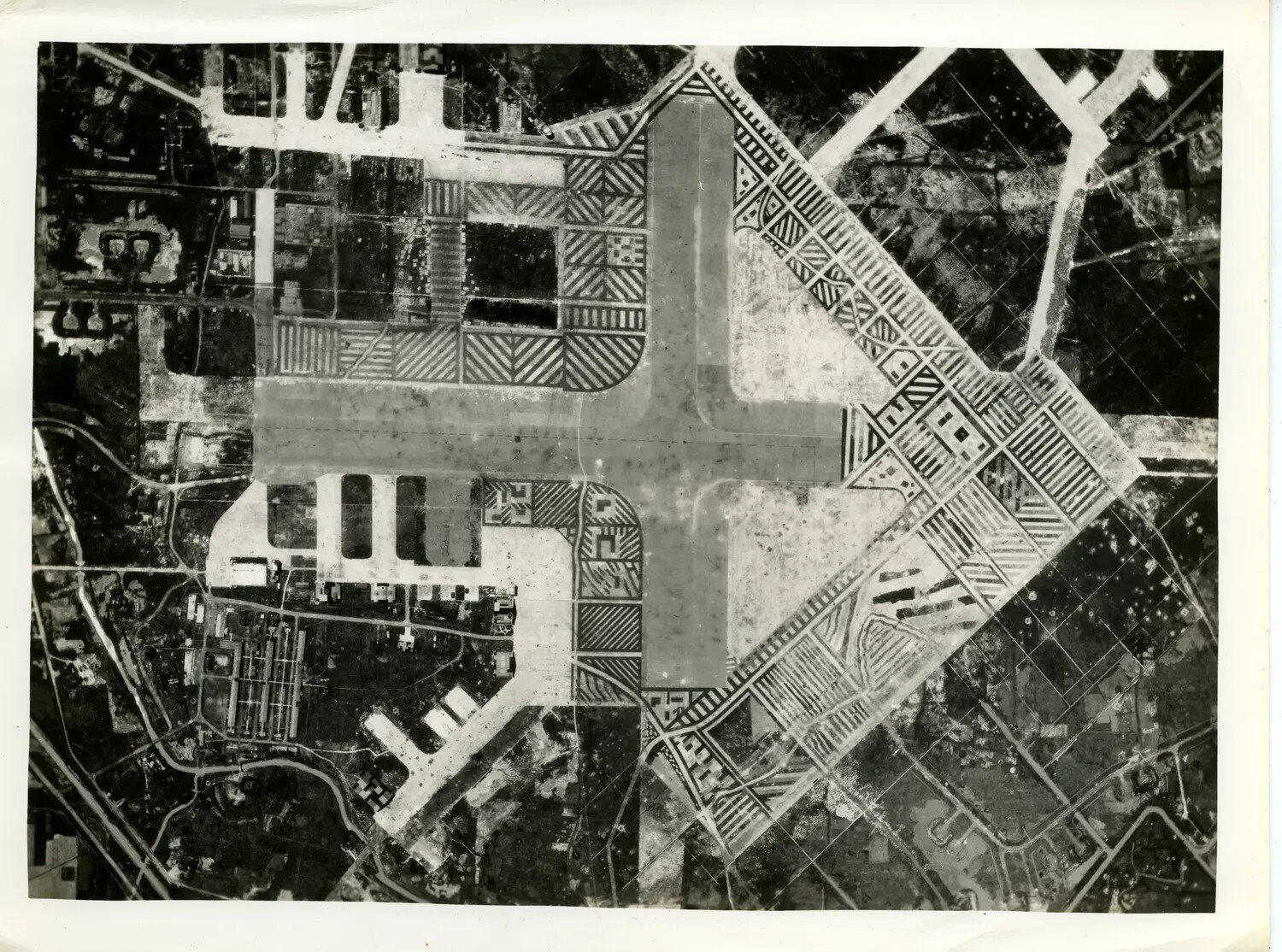 WWII Aerial Reconnaissance Photograph of Airfield, China-Burma-India Theater Archive