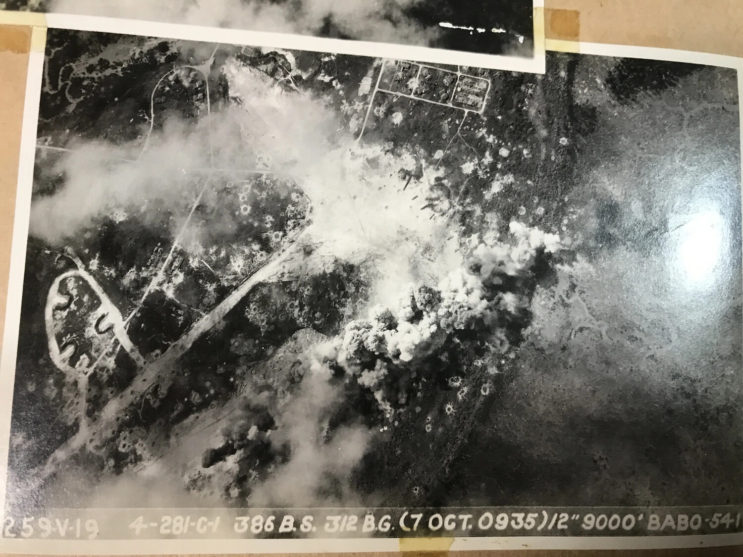 Strike Photograph, 386th Bombardment Squadron, 312th Bomb Group, Babo Target, 7 October, 0935 Hours